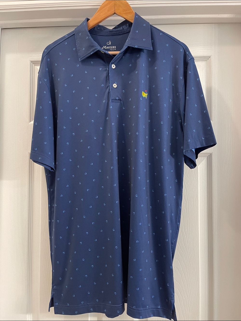 Masters Tech Navy Polo with Small Emblem Pattern Medium